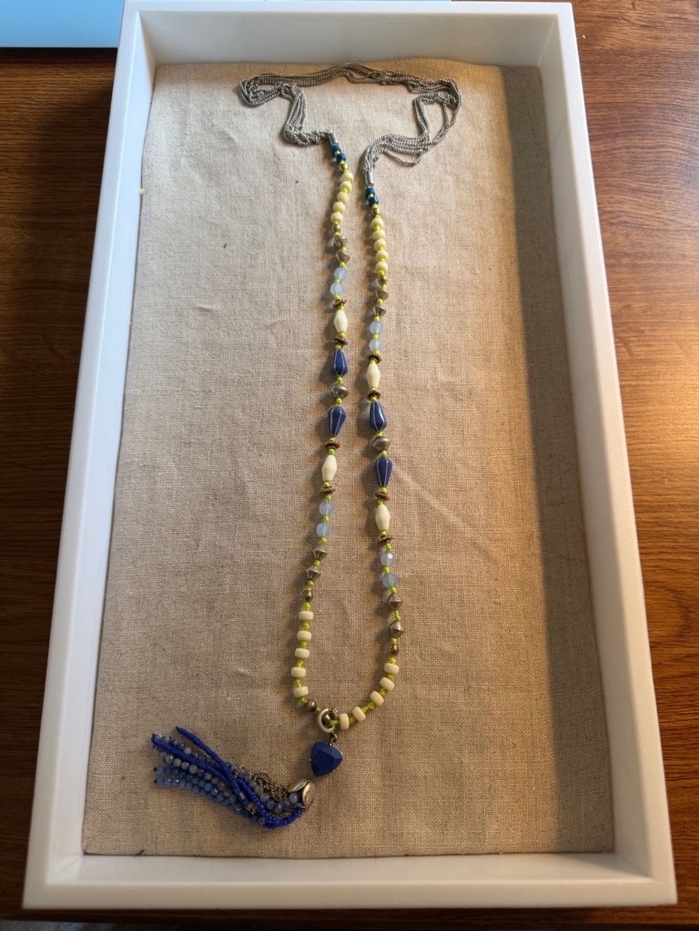 Stella & Dot Beaded Tassel Necklace - Blue & Yellow